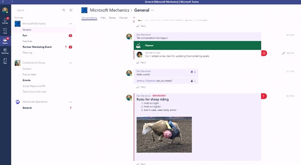 Microsoft Teams é mais completo e inclui ferramentas de colaboração — Foto: Divulgação/Microsoft