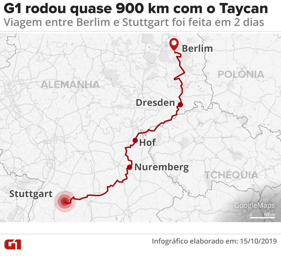 Mapa do test-drive do Porsche Taycan — Foto: Arte: Wagner Magalhães/G1