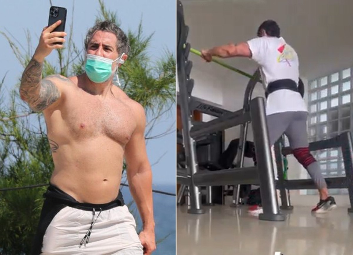 Marcos Mion treina pesado após foto de paparazzi (Foto: AgNews e Reprodução Instagram)