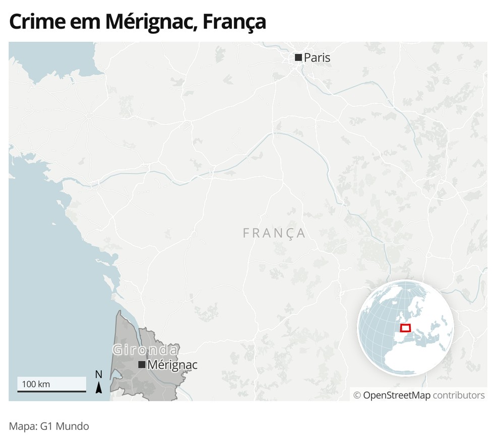 Crime em Mérignac, França — Foto: G1 Mundo