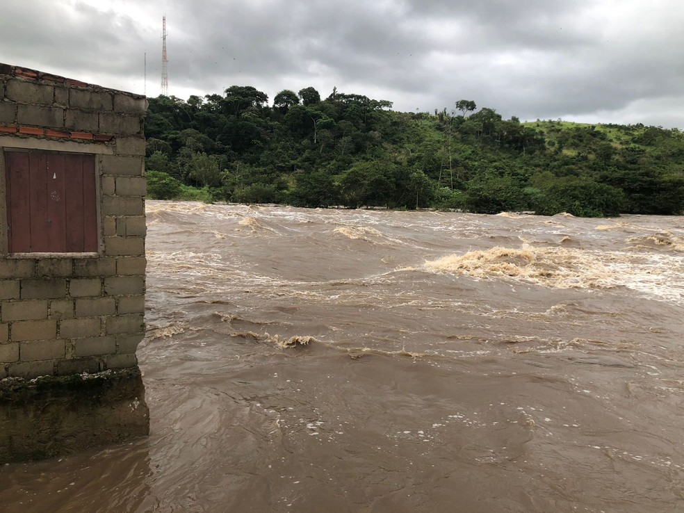 Famílias tiveram que deixar suas casas após rio transbordar em Cajueiro — Foto: Carolina Sanches/TV Gazeta