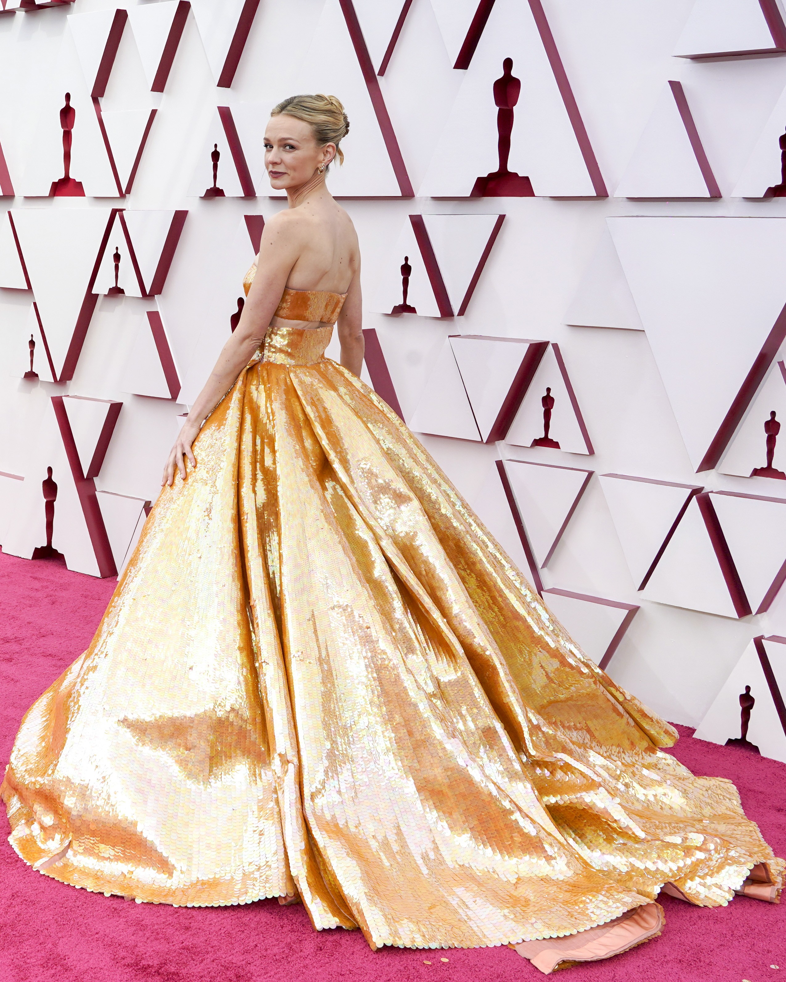 LOS ANGELES, CALIFORNIA – APRIL 25: Carey Mulligan attends the 93rd Annual Academy Awards at Union Station on April 25, 2021 in Los Angeles, California. (Photo by Chris Pizzelo-Pool/Getty Images) (Foto: Getty Images)