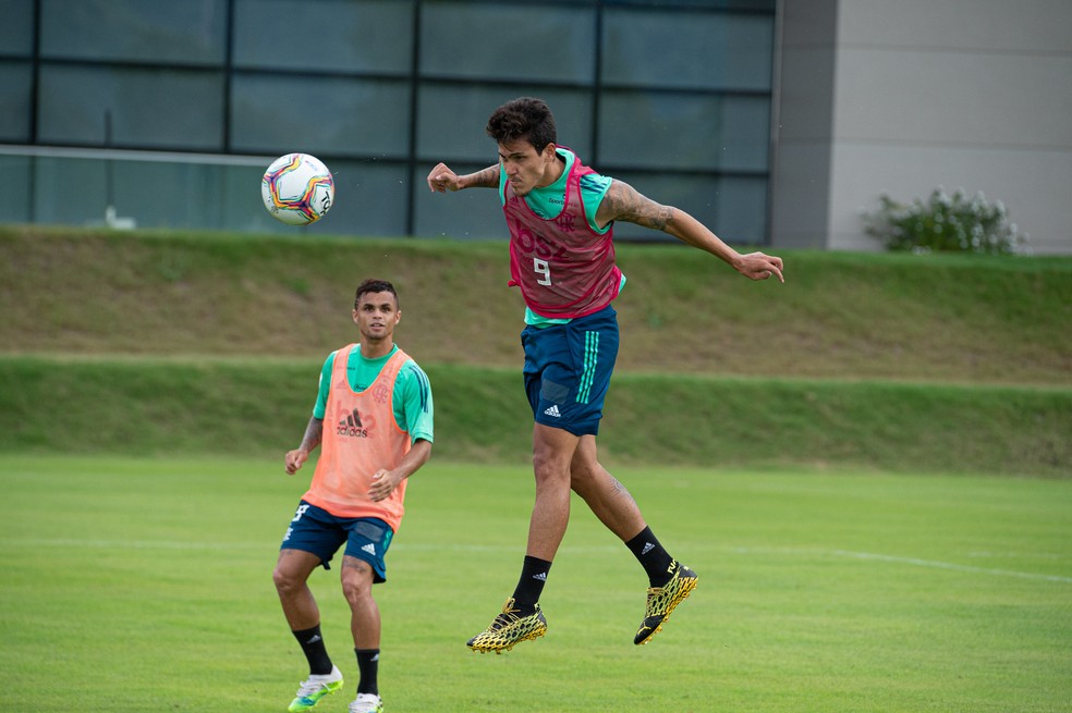 Pedro no treino do Flamengo no Ninho � Foto: Alexandre Vidal/Flamengo