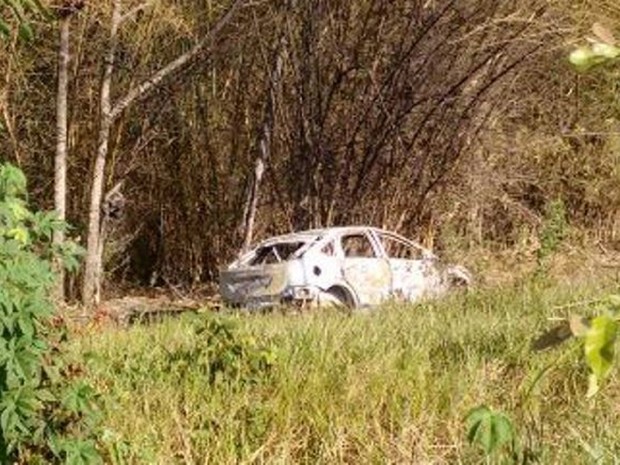 Veículo e corpo foram encontrados pelo Grupamento Aéreo (Foto: Divulgação/SSP)