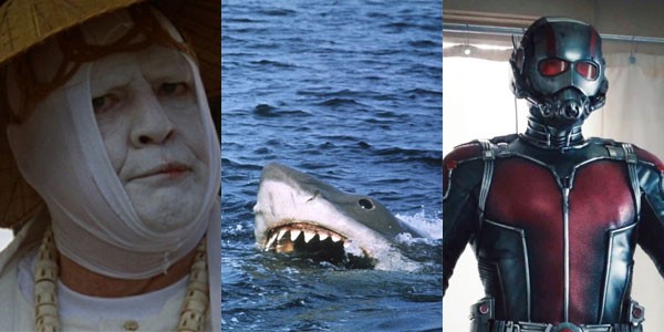 A Ilha do Dr. Moreau (1996), Tubarão (1975) e Homem-Formiga (2015) (Foto: Divulgação)