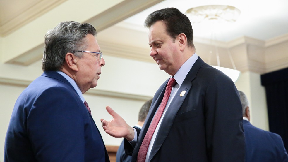 O presidente da Alesp, Carlão Pignatari (PSDB), com o futuro secretário de governo de Tarcísio, Gilberto Kassab (PSD). — Foto: Divulgação/Alesp