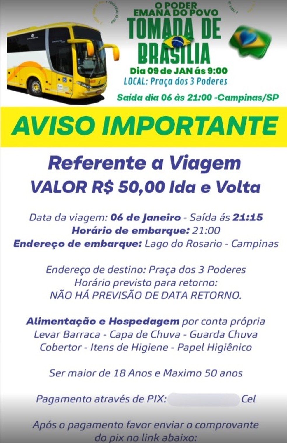 Mensagem enviada em grupo bolsonarista no Telegram no início de janeiro de 2023 — Foto: Reprodução