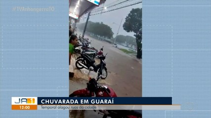 Temporal registrado em Guaraí alagou ruas e assustou moradores; INMET faz alerta