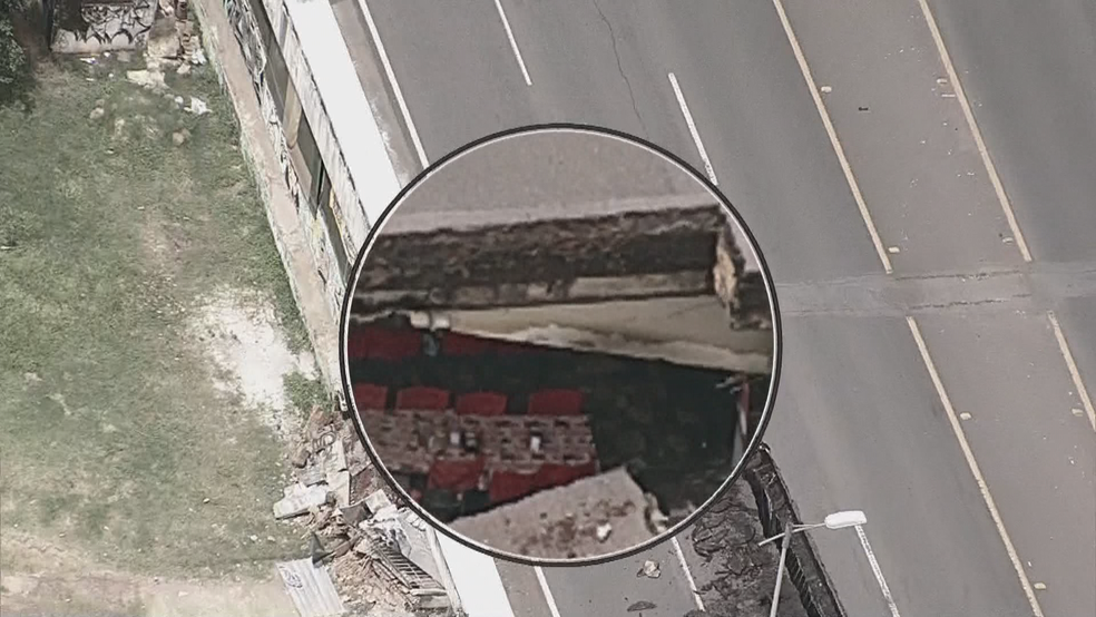 Restaurante embaixo do Eixão é atingido por queda de viaduto (Foto: TV Globo/Reprodução)