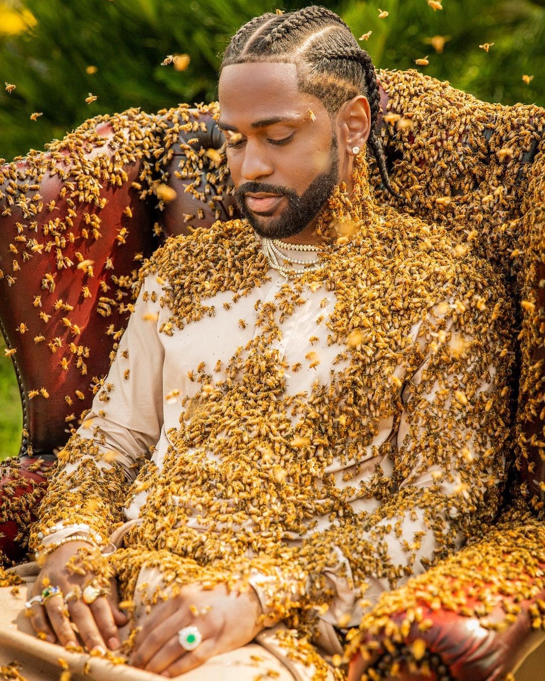 Big Sean coberto de abelhas em clipe de What a Life (Foto: Reprodução/Instagram)