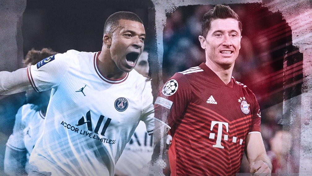 PSG, de Mbappé, e Bayern de Munique, de Lewandowski, podem ser campeões neste sábado — Foto: ge