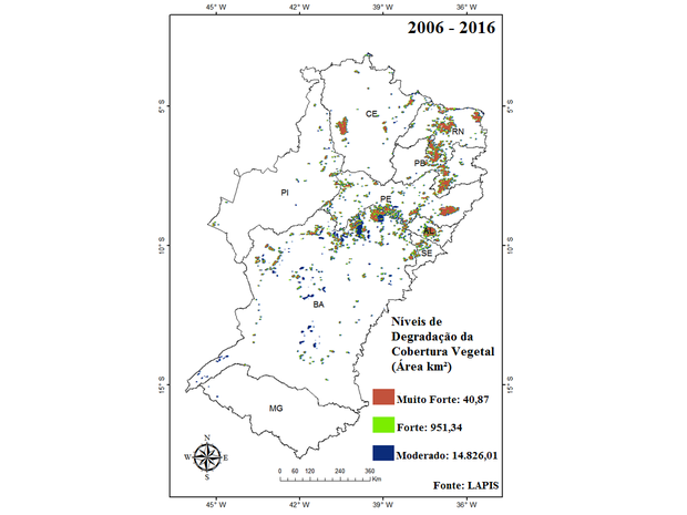 Lapis mapeou a desertificação no Semiárido com monitoramento por satélite durante 10 anos (Foto: Reprodução/Lapis/INSA)