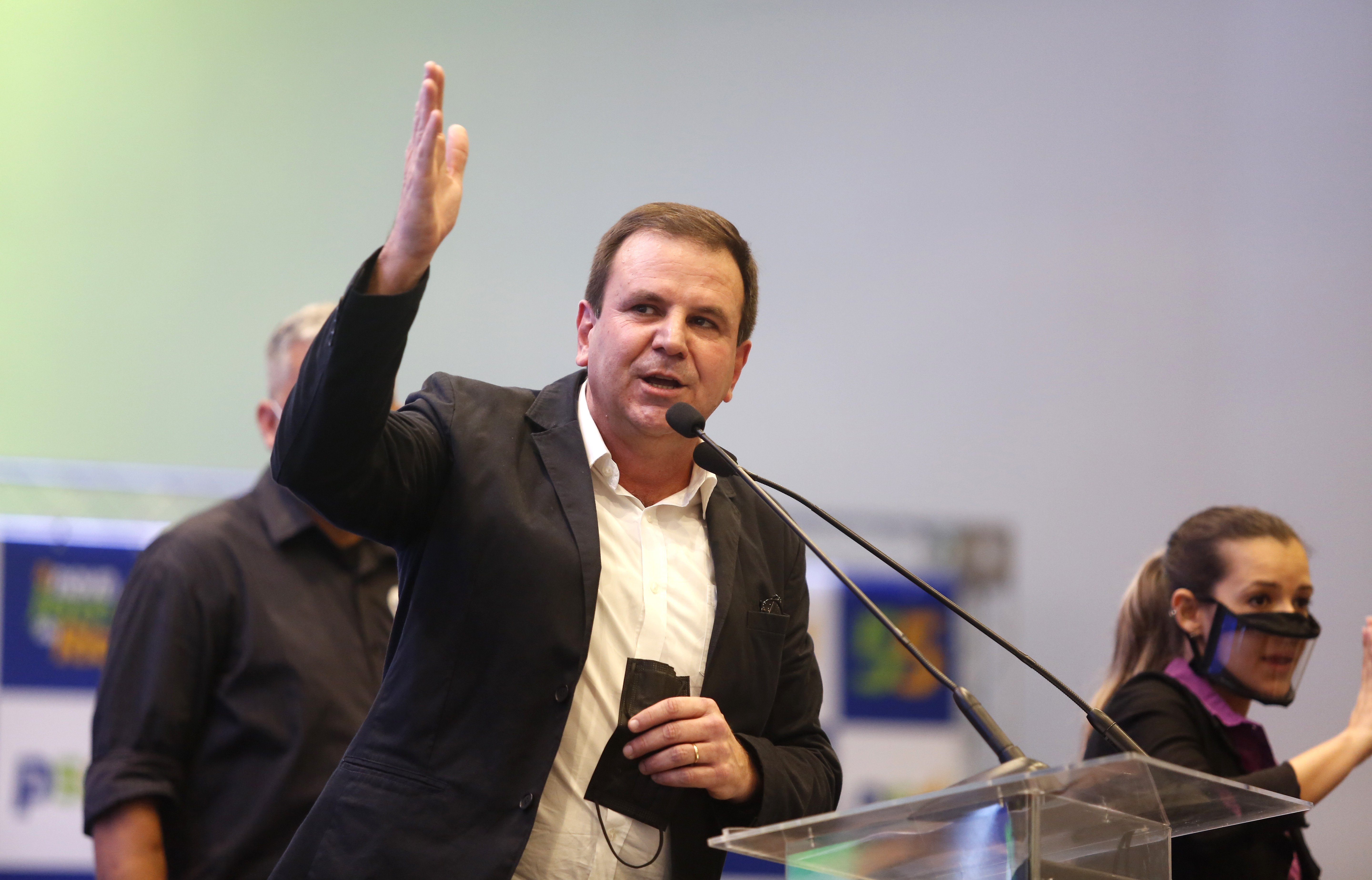 O prefeito do Rio, Eduardo Paes, durante evento de seu partido, o PSD