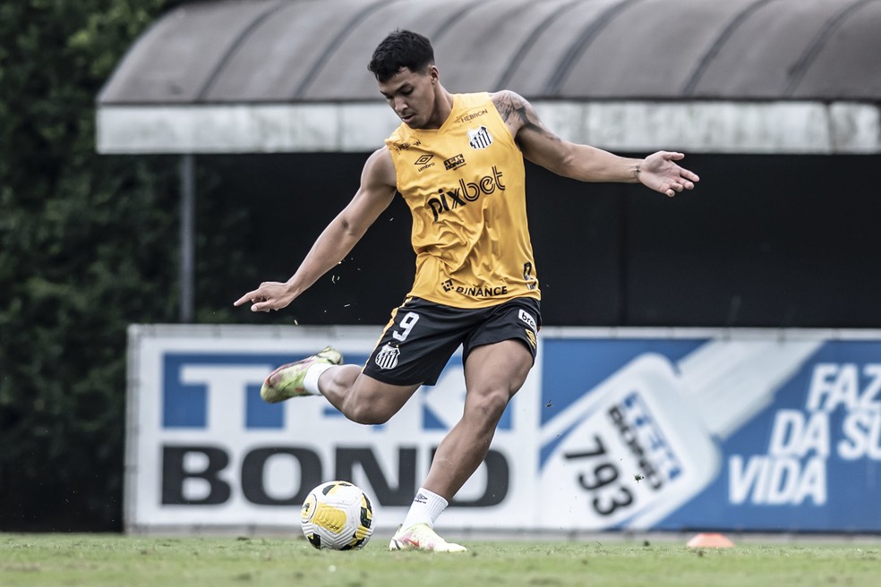 Marcos Leonardo durante treino do Santos — Foto: Ivan Storti/Santos FC