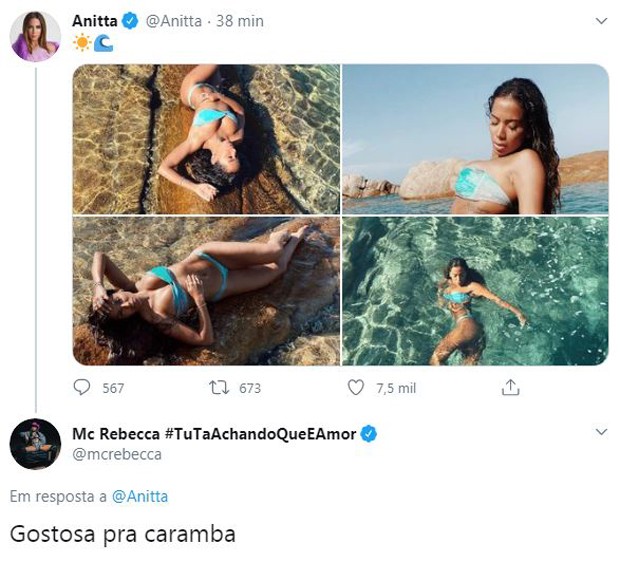 Mc Rebecca reage ao ver fotos de Anitta (Foto: Reprodução / Twitter)