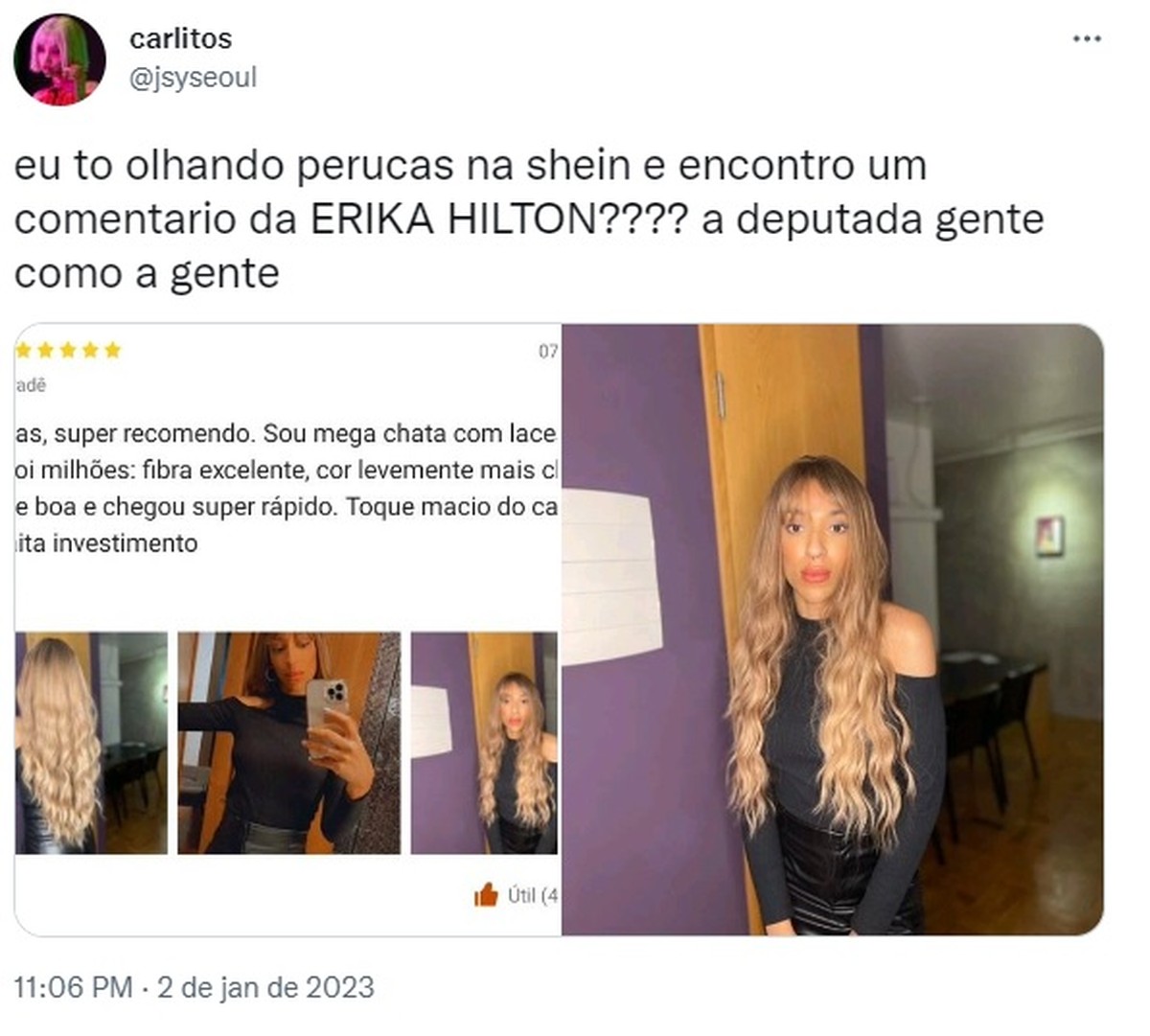 Internauta se diverte ao notar Erika Hilton em página de lace: "gente como a gente" - Glamour Brasil