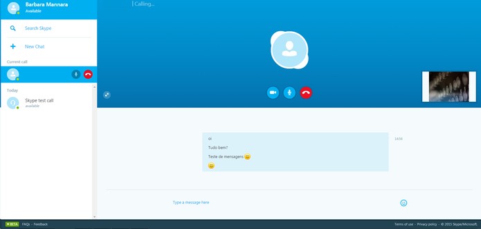 Skype web permite fazer chamada de v?deo e ?udio, al?m de mandar mensagens (Foto: Reprodu??o/Barbara Mannara)