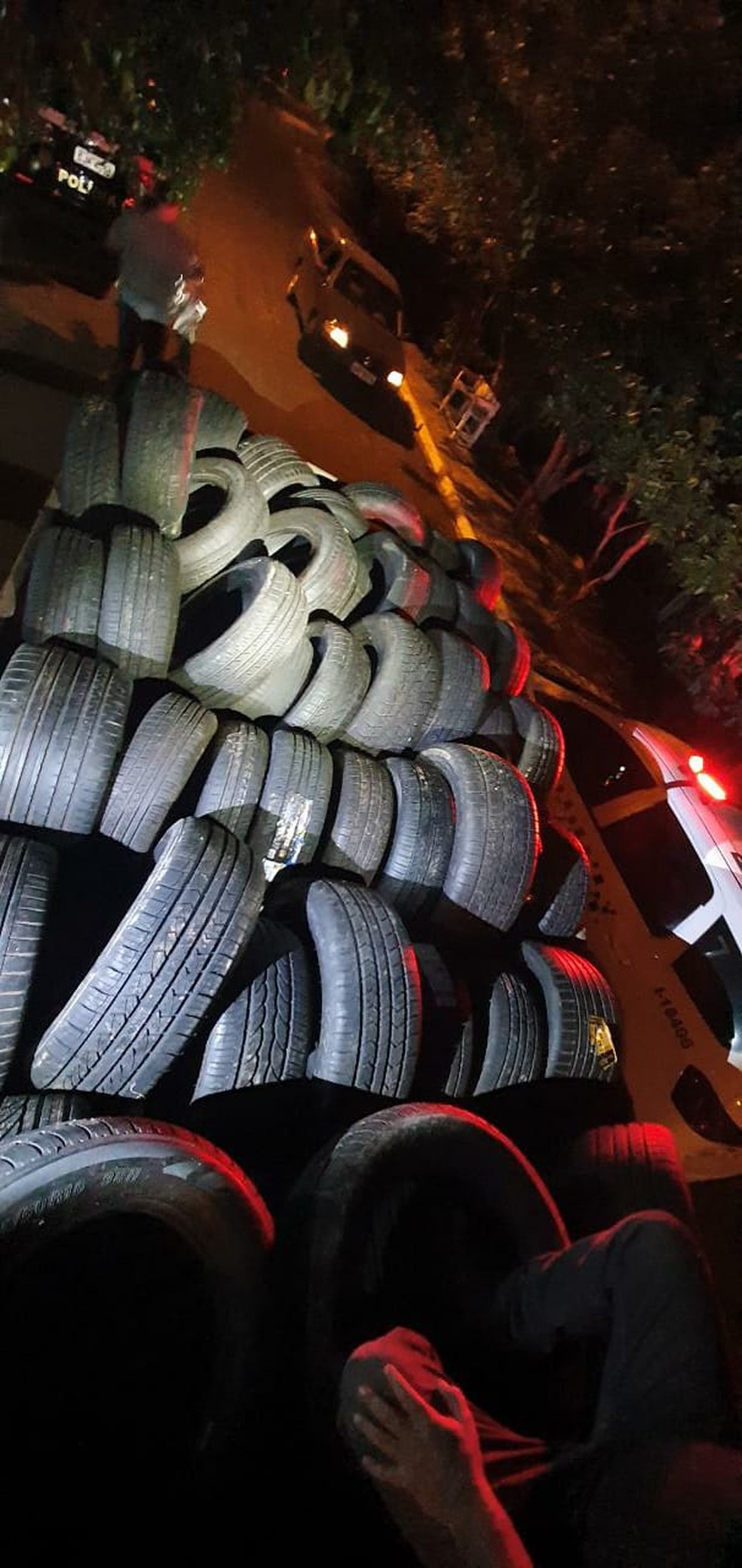 Carga de pneus importados foi avaliada em R$ 70 mil — Foto: Polícia Civil