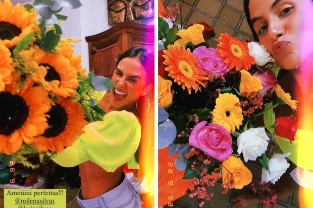 Carol Peixinho ganha flores ao completar 36 anos de idade (Foto: Reprodução/Instagram)