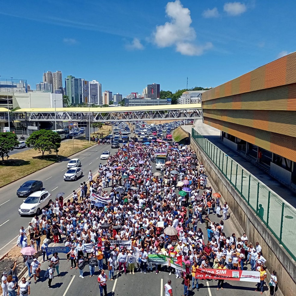Manifestação acontece na região do Shopping da Bahia, em Salvador — Foto: Redes sociais