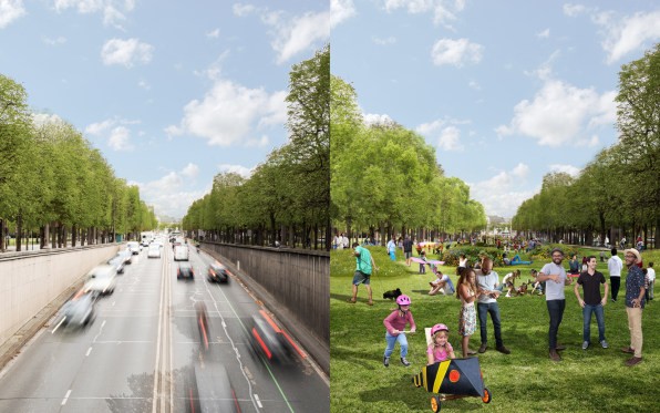 Famosa avenida de Paris será redesenhada para dar lugar à pedestres e exuberante jardim (Foto: PCA-Stream/ Divulgação)