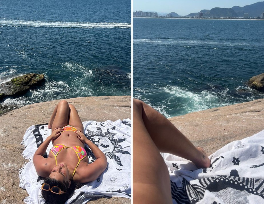 Giulia Costa passou dia de sol e curtição na praia