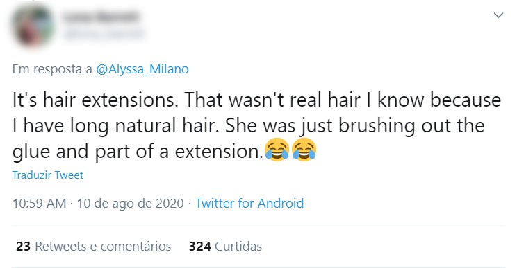 Seguidora responde a vídeo de Alyssa Milano mostrando queda de cabelo após ter Covid-19: 