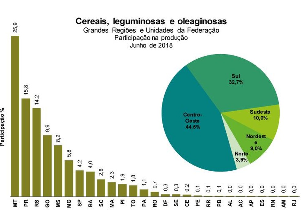 Proporção da produção em junho de 2018  (Foto: Reprodução/IBGE)