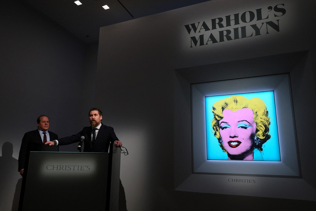 Retrato de Marilyn Monroe feito por Andy Warhol será leiloado; preço estimado é de R$ 1 bilhão — Foto: Dia Dipasupil /Getty Images via AFP