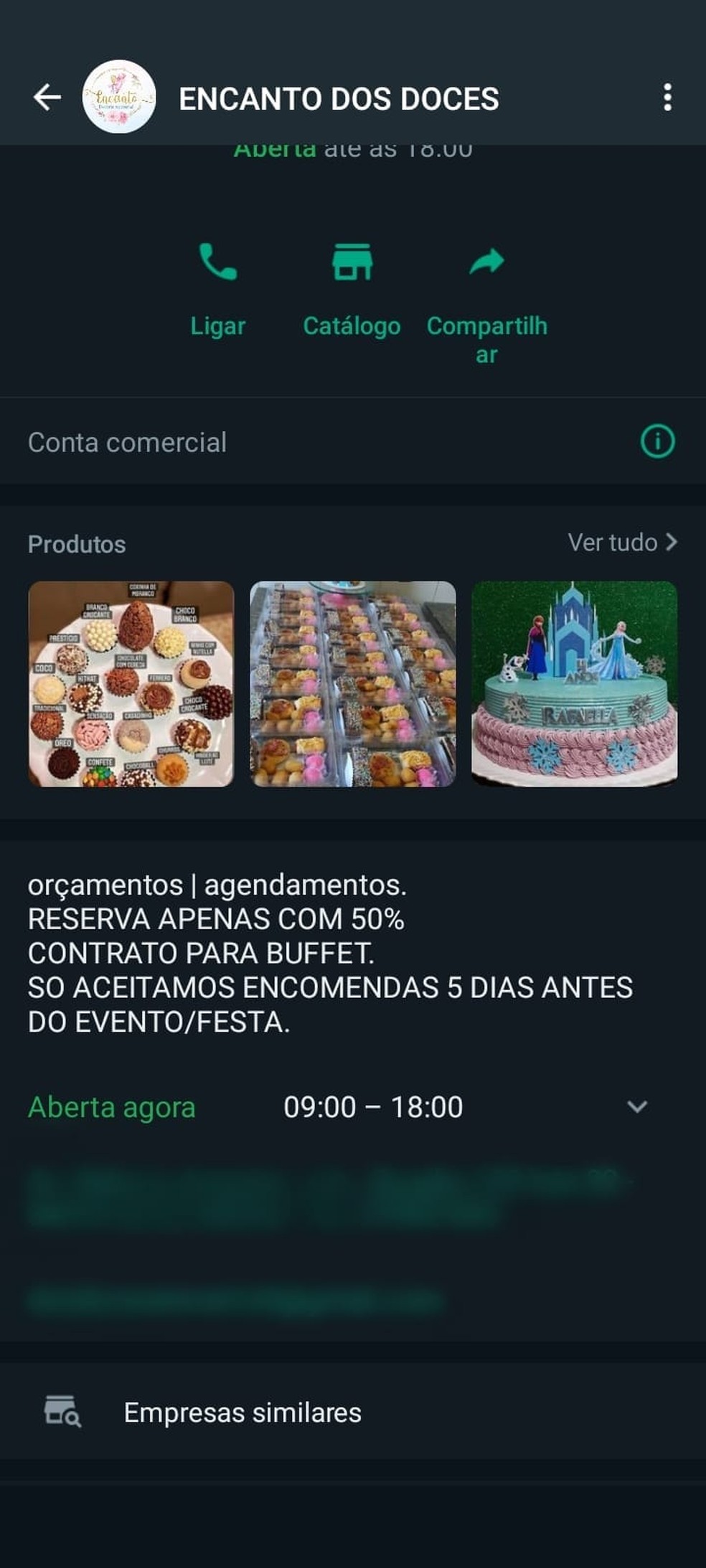 Print do perfil do suposto buffet de Maceió no WhatsApp — Foto: Reprodução