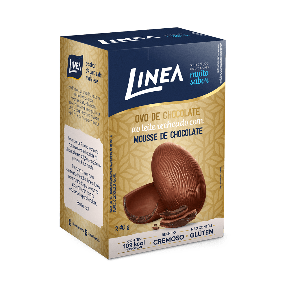 Linea | Ovo De Páscoa Recheado Mousse De Chocolate, sem adição de açúcar (240 g). R$ 49,90 — Foto: Divulgação