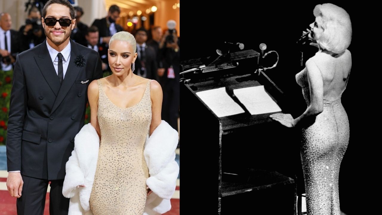 Kim Kardashian no icônico vestido de Marilyn Monroe (Foto: Getty Images)