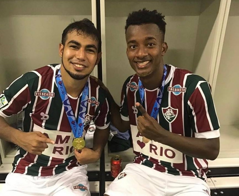 Sornoza e Orejuela na comemoração do título da Taça Guanabara (Foto: Divulgação / Fluminense)