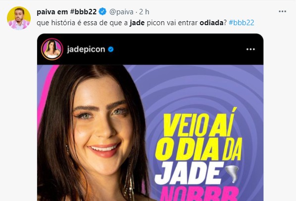 Anúncio da entrada de Jade Picon no BBB gera confusão e viraliza (Foto: Reprodução/Instagram)