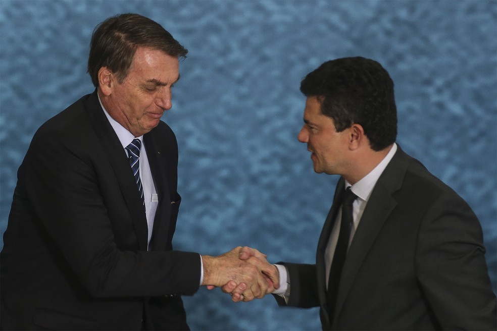 Jair Bolsonaro e Sergio Moro — Foto: Antonio Cruz/Agência Brasil