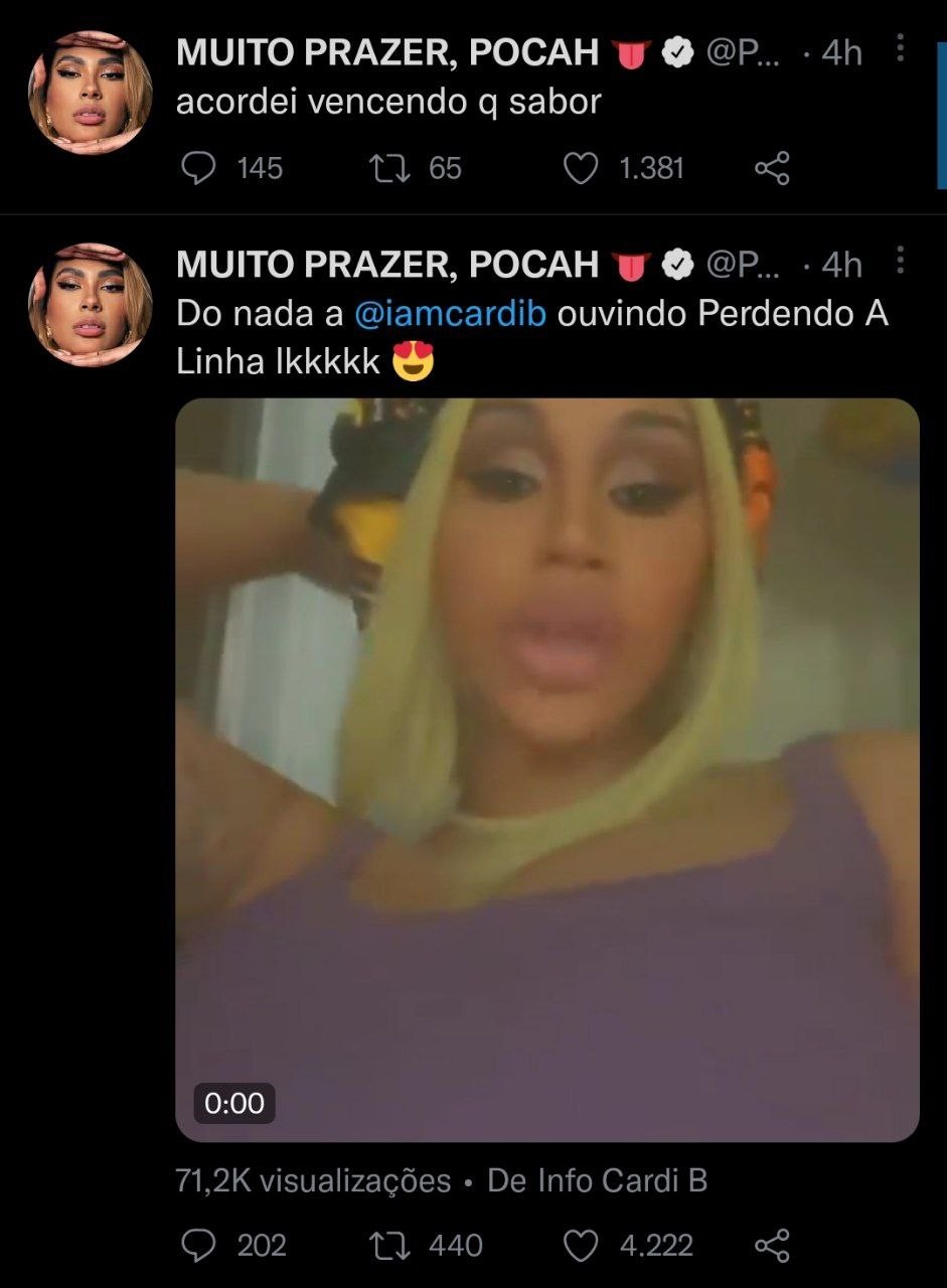 Cardi B Posta Vídeo Cantando Música De Pocah Acordei Vencendo Quem Quem News 6009