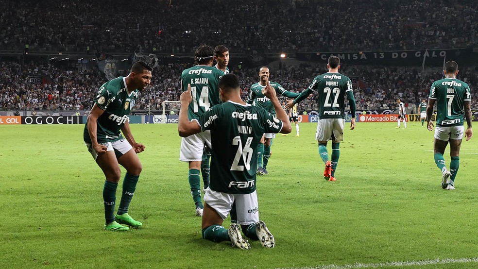Murilo, do Palmeiras, marcou o gol da vitória contra o Atlético-MG — Foto: Cesar Greco / Palmeiras