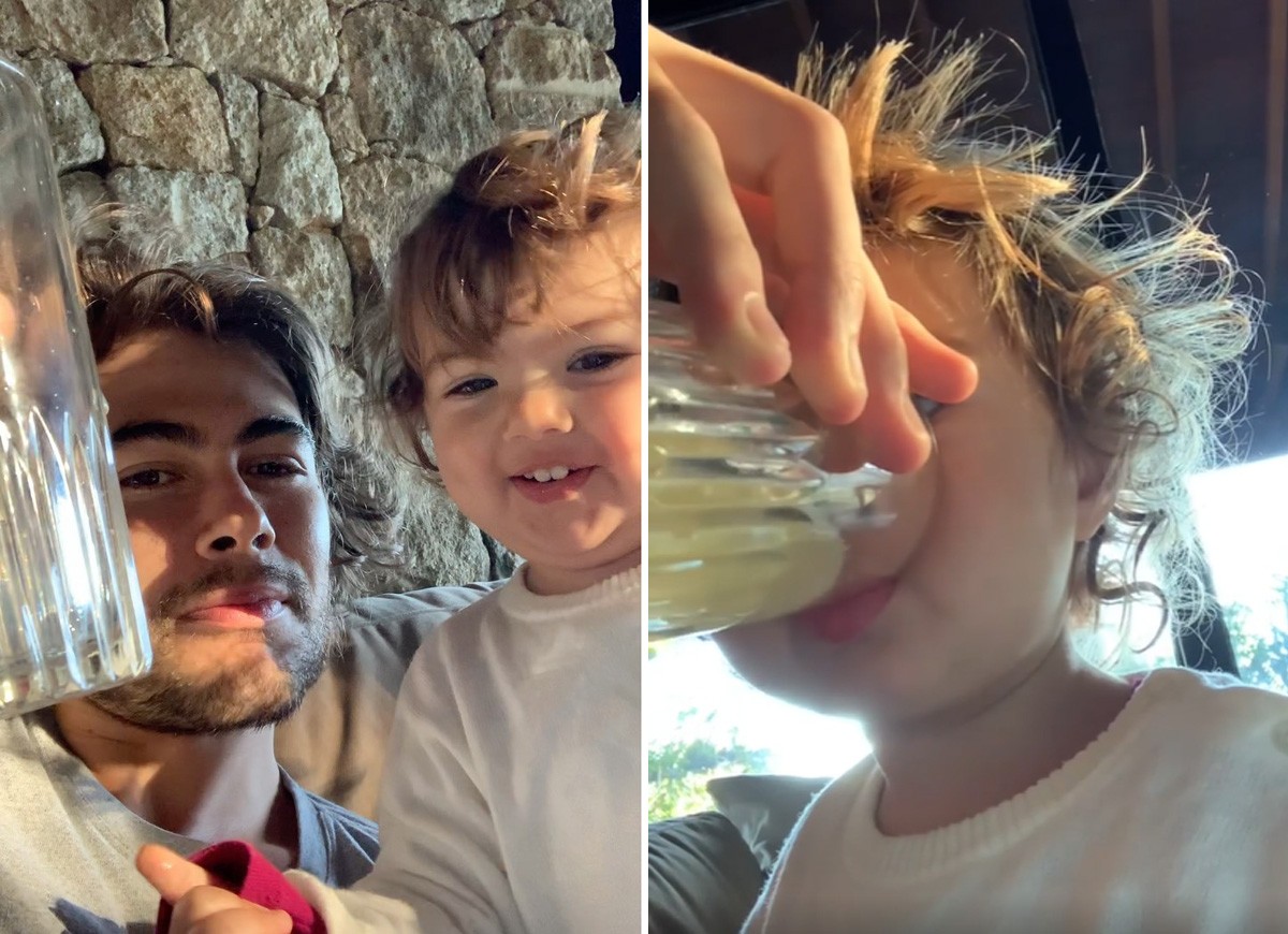 Rafael Vitti mostra Clara Maria tomando água com limão (Foto: Reprodução/Instagram)