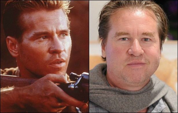 À esquerda, Val Kilmer em outubro de 1996, com 38 anos de idade. À direita, o ator atualmente, com 54 anos. (Foto: Getty Images)