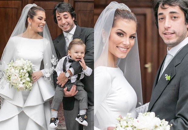 Bruna Hamú e Diego Moregola, com o filho, Júlio, se casam (Foto: Roberto Tamer)