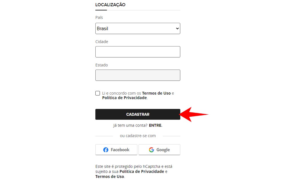Finalize o cadastro da Conta Globo — Foto: Reprodução/Rodrigo Fernandes