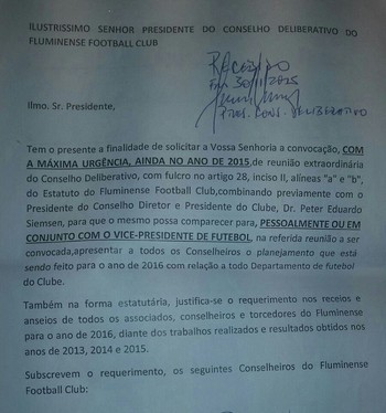 requerimento, convocação, peter, fluminense (Foto: Reprodução)