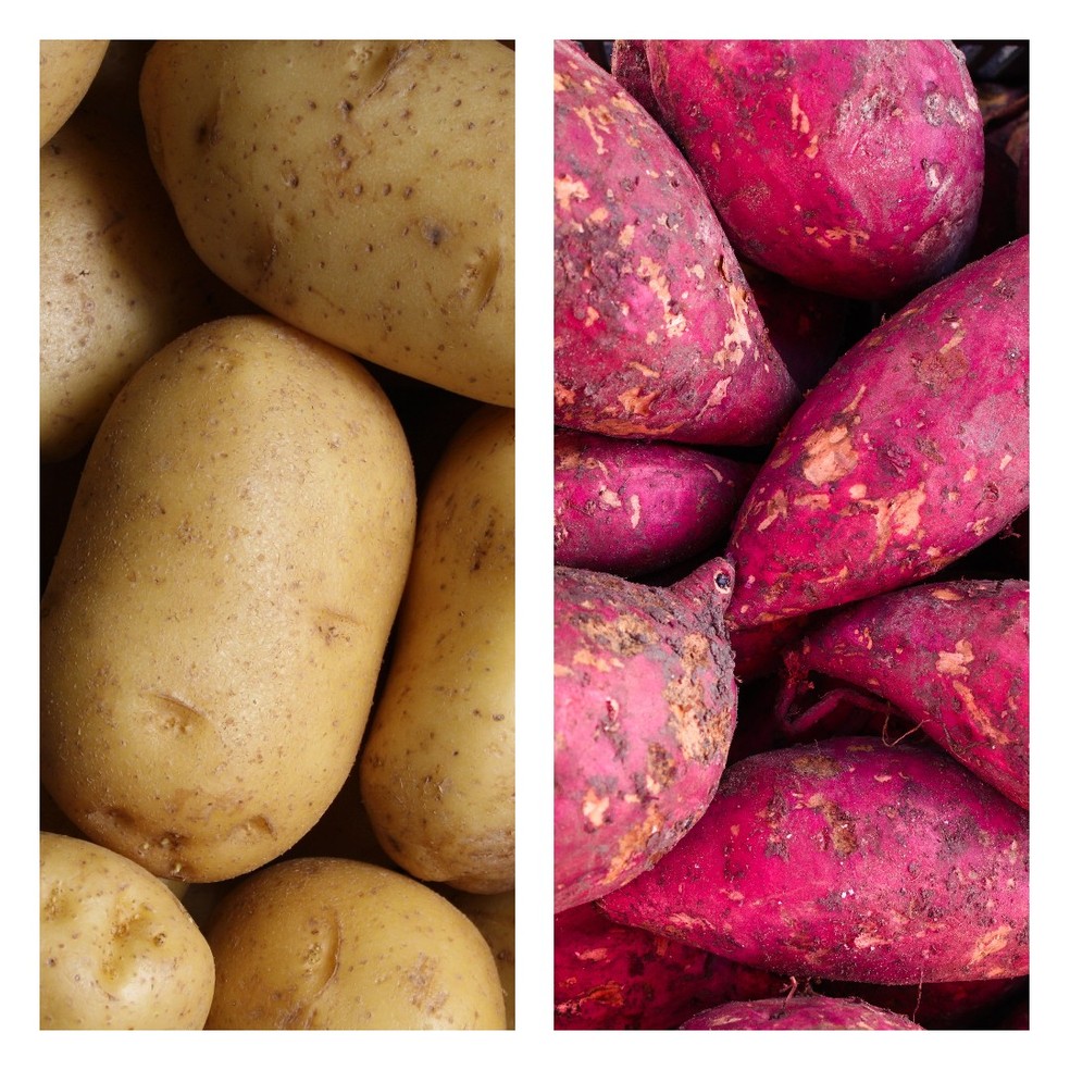 Batata e batata-doce: saiba as diferenças entre as duas. — Foto: Lars Blankers - Unsplash/ Jorge Romero - Pexels