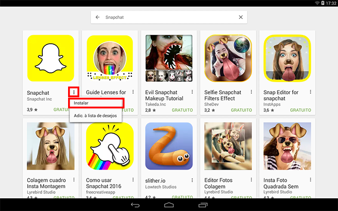 Instale o Snapchat no tablet Android (Foto: Reprodução/Paulo Alves)
