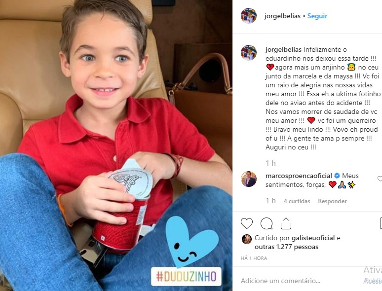Avô confirma a morte de Eduardinho (Foto: Reprodução / Instagram)