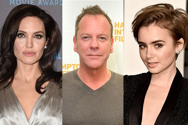 Angelina Jolie, Kiefer Sutherland e Lily Collins (Foto: Getty Images)