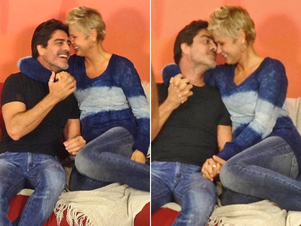 Xuxa e Junno trocam carinhos durante gravação de vídeo especial (Foto: Divulgação / Xuxa Produções)