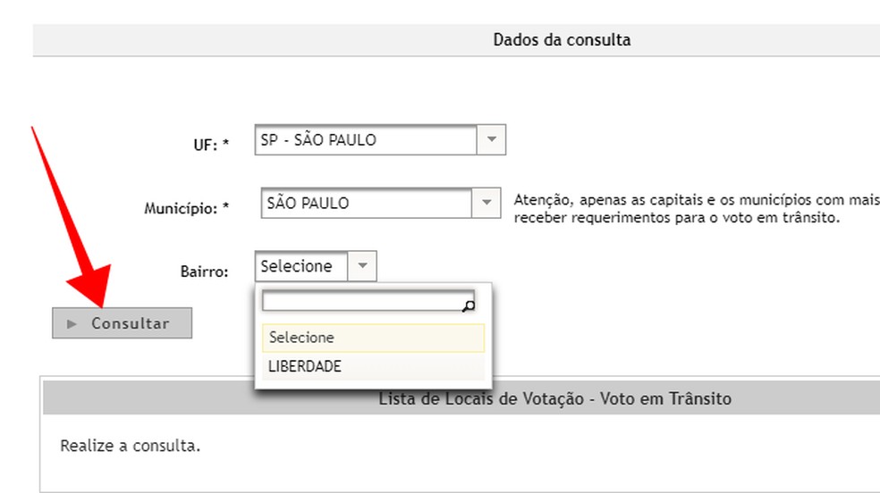 Como consultar locais de voto em trânsito no site do TSE ...