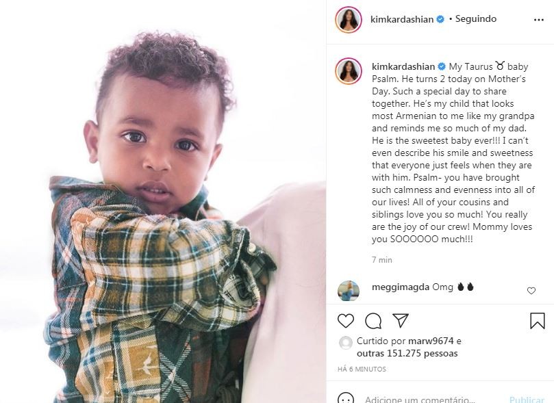 Psalm, filho de Kim Kardashian e Kanye West, celebra 2 anos  (Foto: Reprodução / Instagram)