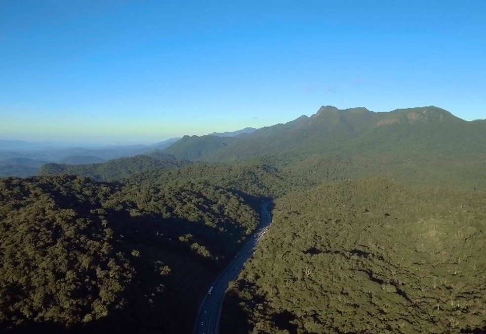 Imagem aérea mostra trecho da Serra do Mar no Paraná, região em que avião foi detectado pela última vez — Foto: Reprodução